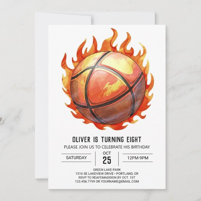 Invitación Nacimiento del Pastel Boy Baloncesto Moderno (Anverso)