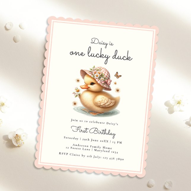 Invitación Nacimiento del Pato Afortunado del Chica Rosa del  (Subido por el creador)