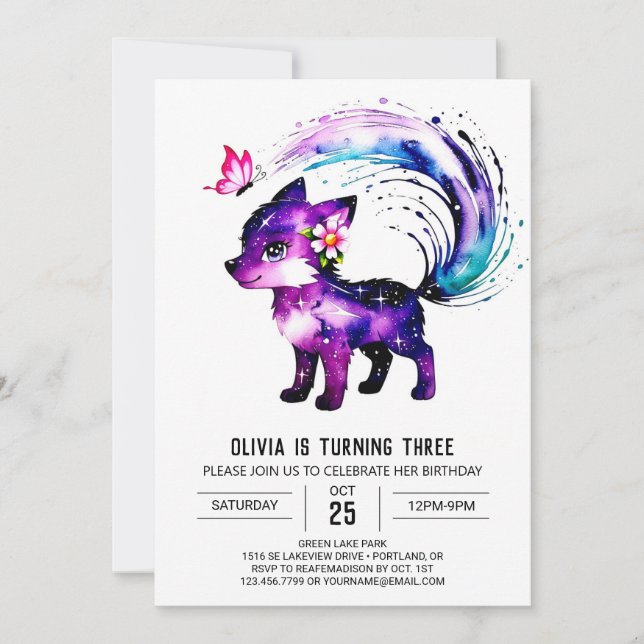 Invitación Nacimiento del pequeño Chica digital Wolf de Woodl (Anverso)
