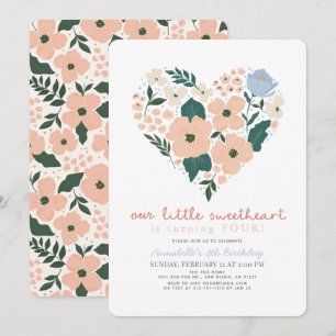 Invitación Nacimiento del pequeño Chica floral rosado