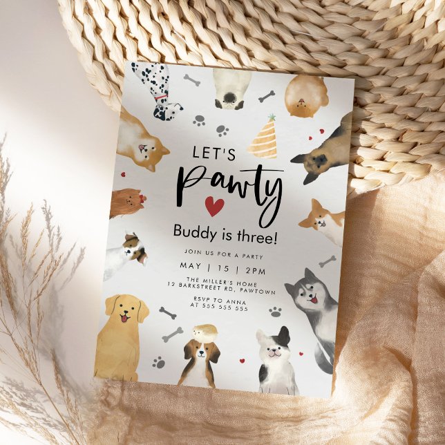 Invitación Nacimiento del perro acuarela (Subido por el creador)
