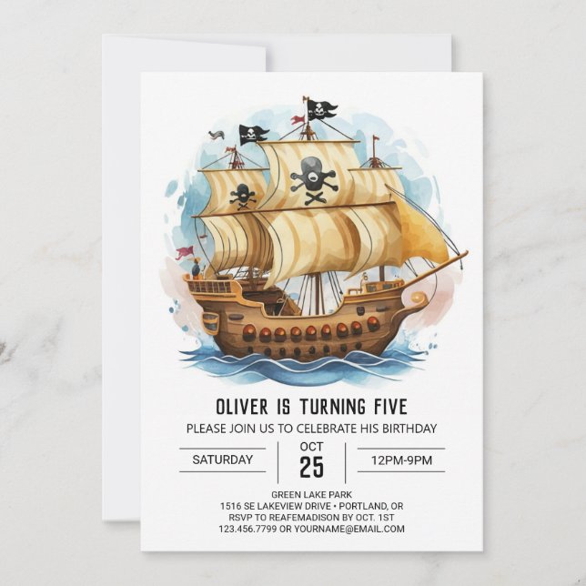 Invitación Nacimiento del pirata de Personalizado infantil (Anverso)