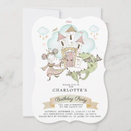 Invitación Nacimiento del Princess Watercolor Castle Dragon C