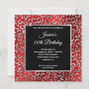 Invitación Nacimiento del Relieve metalizado Girly del Leopar