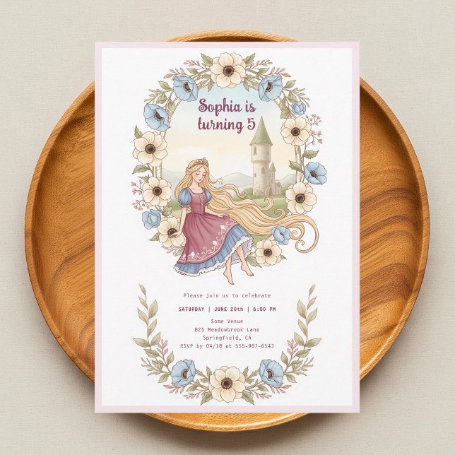 Invitación Nacimiento del sueño floral de la princesa Rapunze (Subido por el creador)