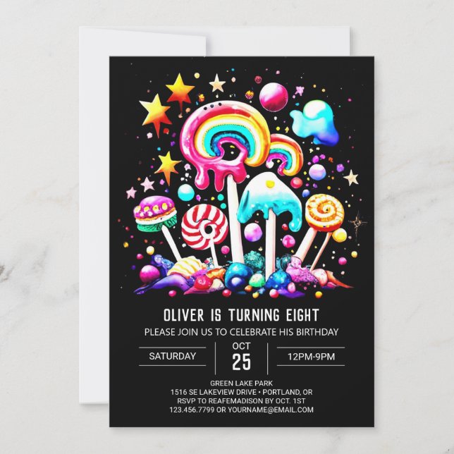 Invitación Nacimiento Digital Candyland Dreamland (Anverso)