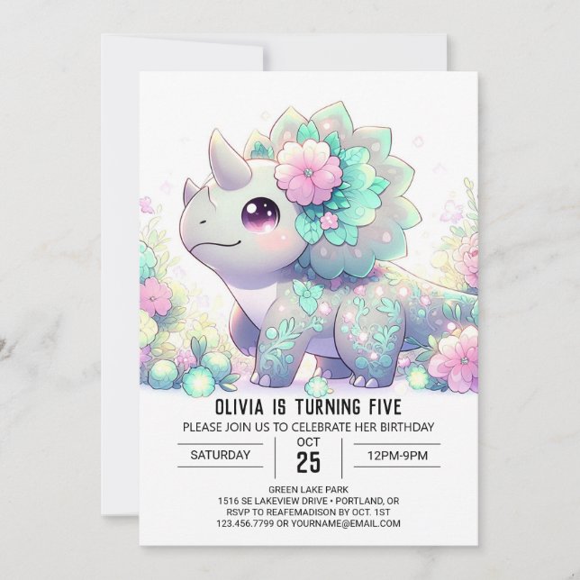 Invitación Nacimiento digital de los dinosaurios caprichosos  (Anverso)
