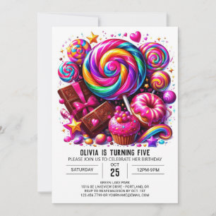 Invitación Nacimiento digital de Pastel Cute Candyland