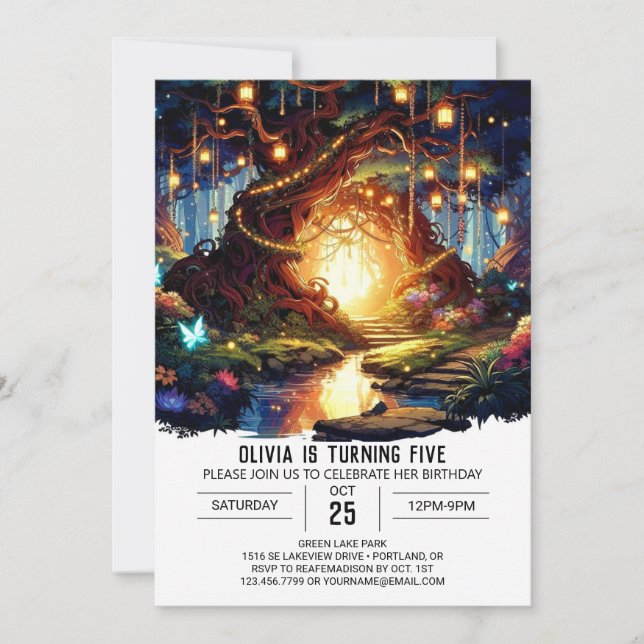 Invitación Nacimiento digital de Pastel Cute Woodland (Anverso)