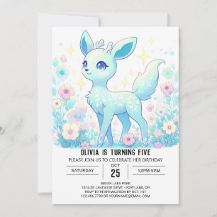 Invitación Nacimiento digital de Pequeños Cervos Florales