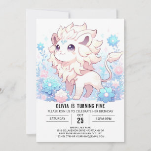 Invitación Nacimiento digital del león editable Pastel