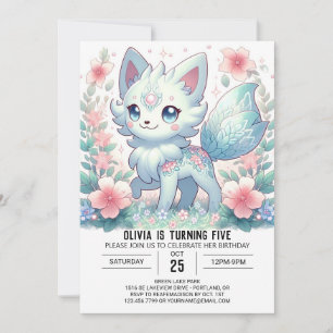 Invitación Nacimiento digital del lobo de bonito Woodland