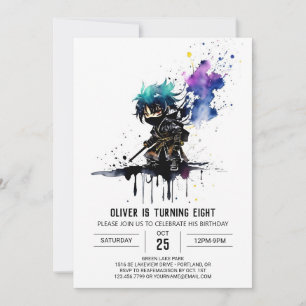 Invitación Nacimiento digital del niño Ninja Pastel