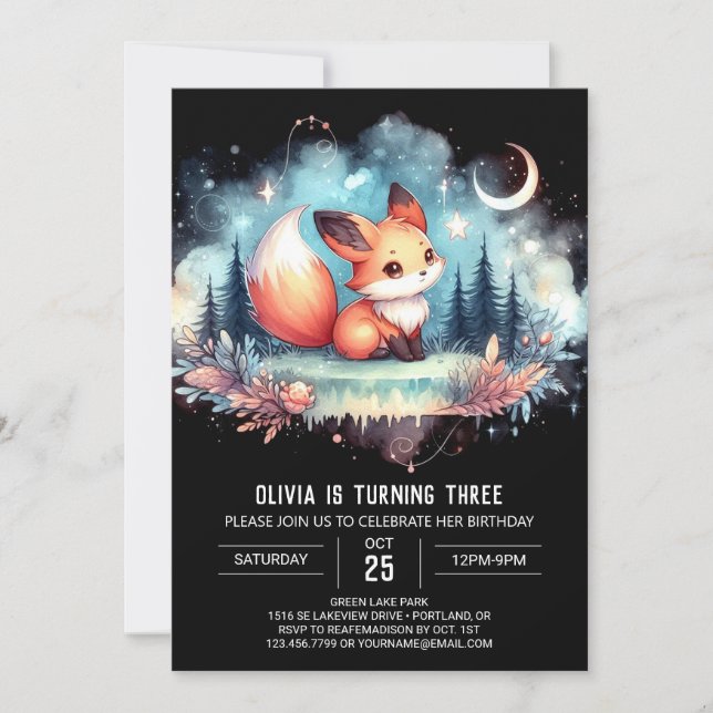 Invitación Nacimiento digital Pastel Little Fox (Anverso)