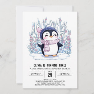 Invitación Nacimiento digital pingüino mágico pastoral