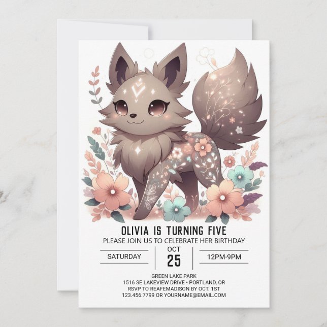 Invitación Nacimiento digital simple de Pastel Wolf (Anverso)