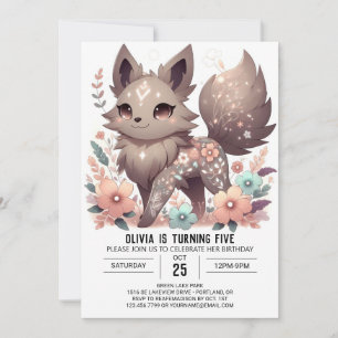 Invitación Nacimiento digital simple de Pastel Wolf
