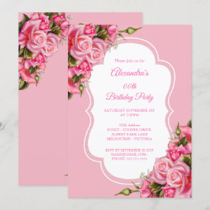 Invitación Nacimiento fiesta Floral Rosa Rosa Bouquet