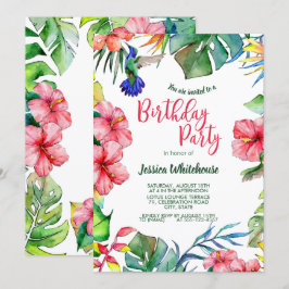 Invitación Nacimiento floral de acuarela tropical hawaiana