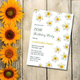 Invitación Nacimiento Floral de Narcissus Amarillo Primavera