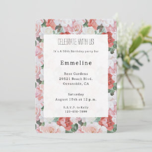 Invitación Nacimiento floral de rosas blancas rojas rojas