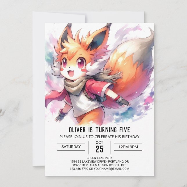 Invitación Nacimiento Fox de Woodland Children (Anverso)