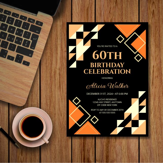 Invitación Nacimiento geométrico negro del triángulo del Nara (Subido por el creador)