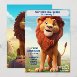 Invitación Nacimiento León Nombre Personalizado Niños de Edad