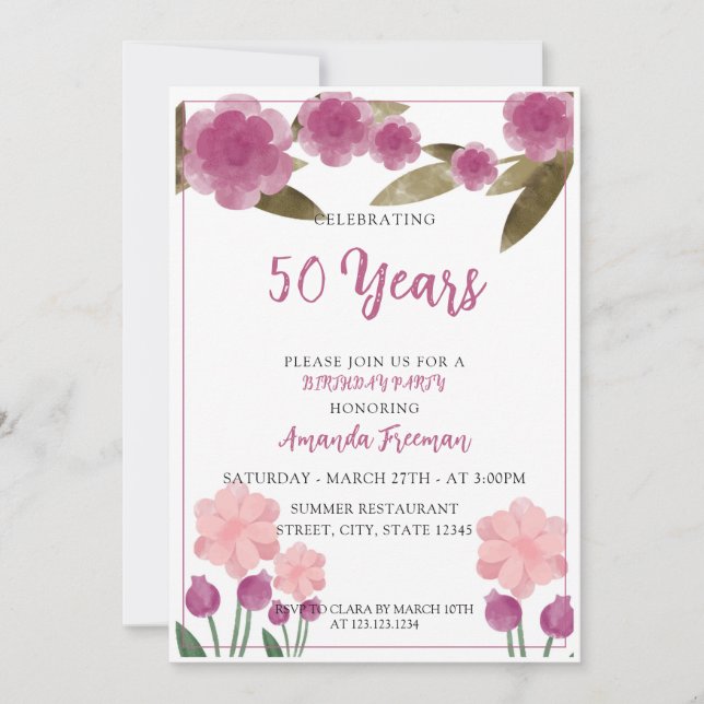 Invitación Nacimiento materno de las flores verdes y rosas mo (Anverso)