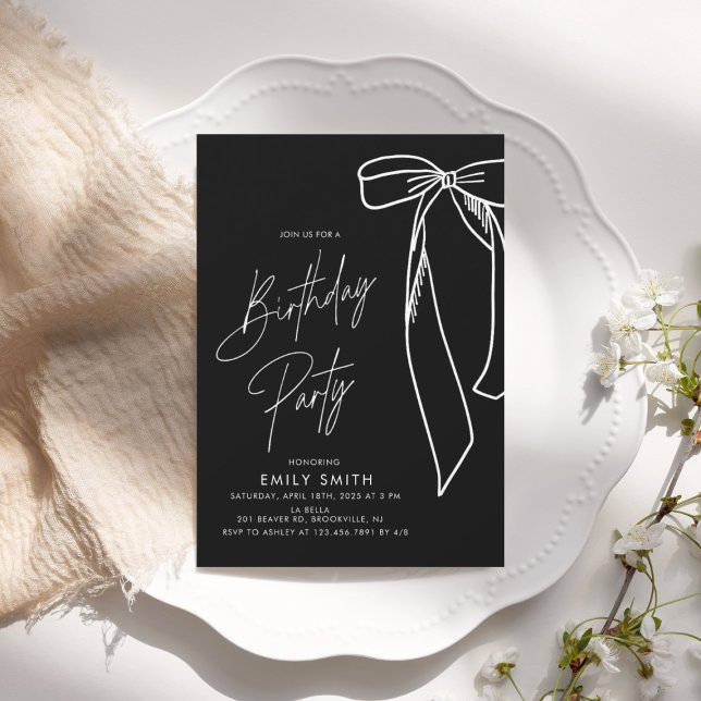 Invitación Nacimiento minimalista de Black Bow (Subido por el creador)