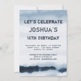 Invitación Nacimiento Minimalista de color azul de adolescent