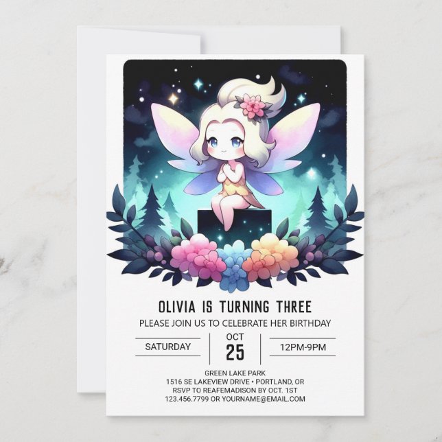 Invitación Nacimiento minimalista de Fairy (Anverso)