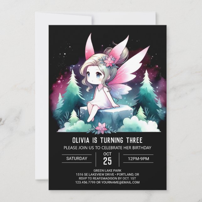 Invitación Nacimiento minimalista de Fairy (Anverso)