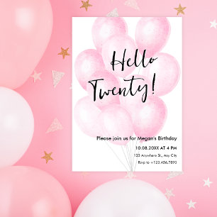 Invitación Nacimiento minimalista de globo rosa