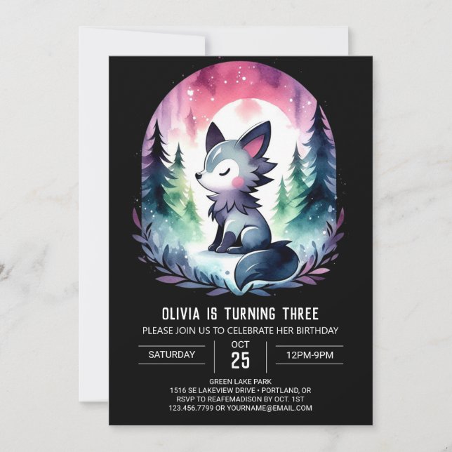 Invitación Nacimiento minimalista de Wolf (Anverso)