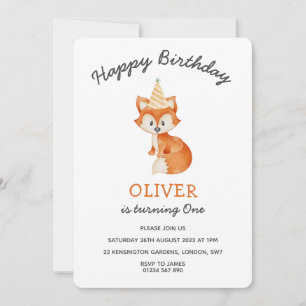 Invitación Nacimiento Minimalista moderno de Woodland Fox