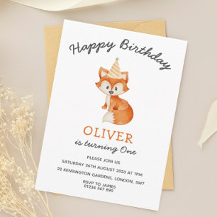 Invitación Nacimiento Minimalista moderno de Woodland Fox