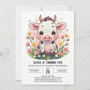 Invitación Nacimiento moderno de Barnyard Pastel Cow