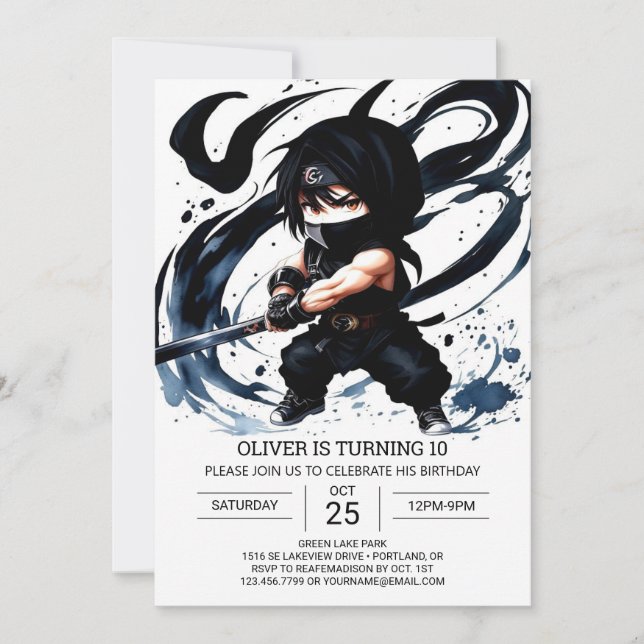 Invitación Nacimiento moderno de Ninja Scroll (Anverso)