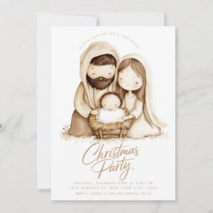 Invitación Nacimiento Niño Jesús María Religioso Navidad
