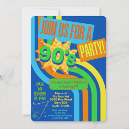Invitación Nacimiento nostálgico azul brillante del Fiesta Re