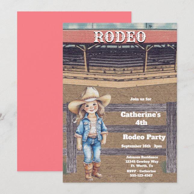 Invitación Nacimiento personalizado de niño/niña de rodeo occ (Anverso / Reverso)