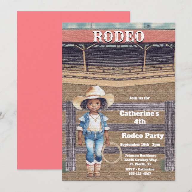 Invitación Nacimiento personalizado de niño/niña de rodeo occ (Anverso / Reverso)