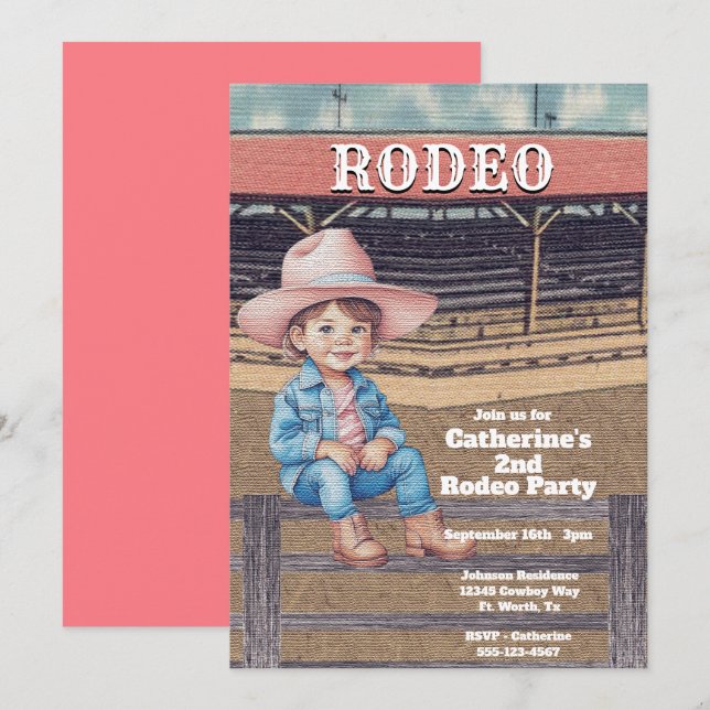Invitación Nacimiento personalizado de niño/niña de rodeo occ (Anverso / Reverso)