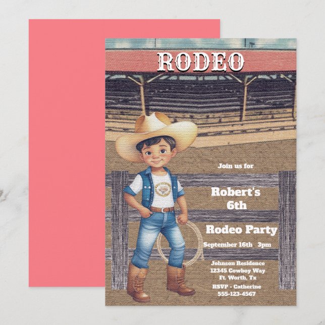 Invitación Nacimiento personalizado de niño/niña de rodeo occ (Anverso / Reverso)