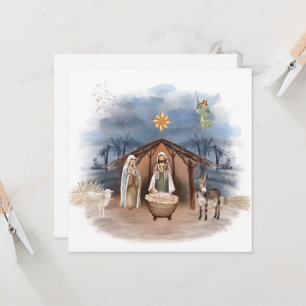 Invitación Nacimiento religioso de Navidad Jesús Bautismo I