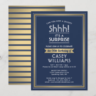 Invitación Nacimiento Sorpresa Fiesta Marina Azul, Blanco y O