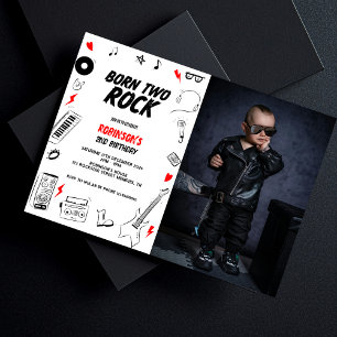 Invitación Nació dos Rock Rockstar 2do cumpleaños. Foto