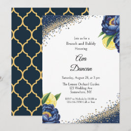 Invitación Nación Peony Citrus Pintado Brunch Floral Y Bubbly