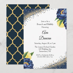 Invitación Nación Peony Citrus Pintado Brunch Floral Y Bubbly